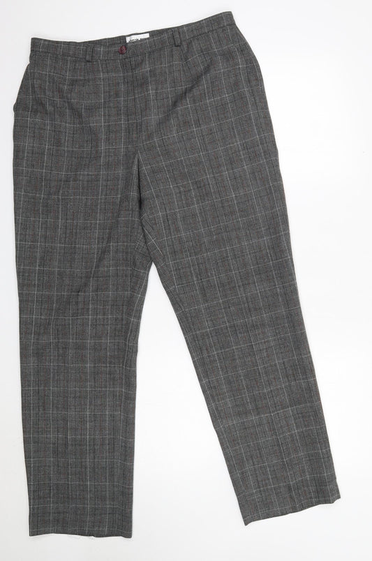 Classic Line Womens Grey Check Polyester Dress Pants Trousers Size 34 in L29 in Regular