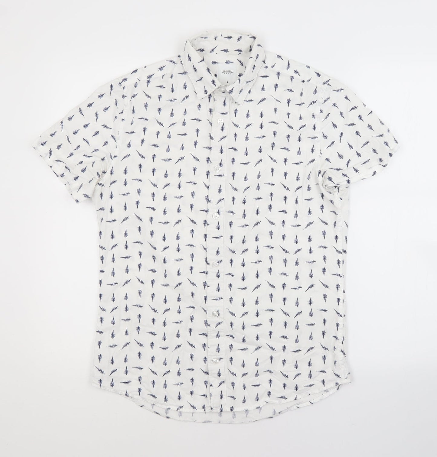 Burton Mens White Floral Cotton  Button-Up Size S Collared