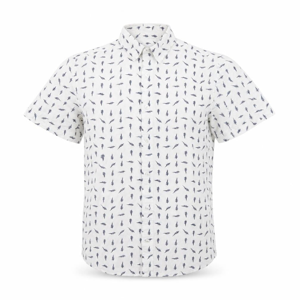 Burton Mens White Floral Cotton  Button-Up Size S Collared