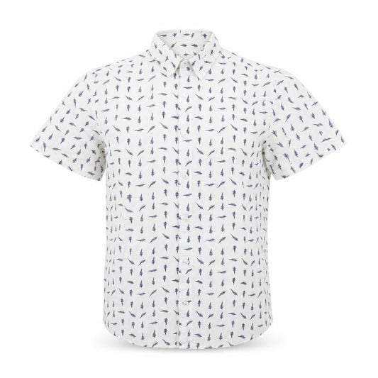 Burton Mens White Floral Cotton  Button-Up Size S Collared