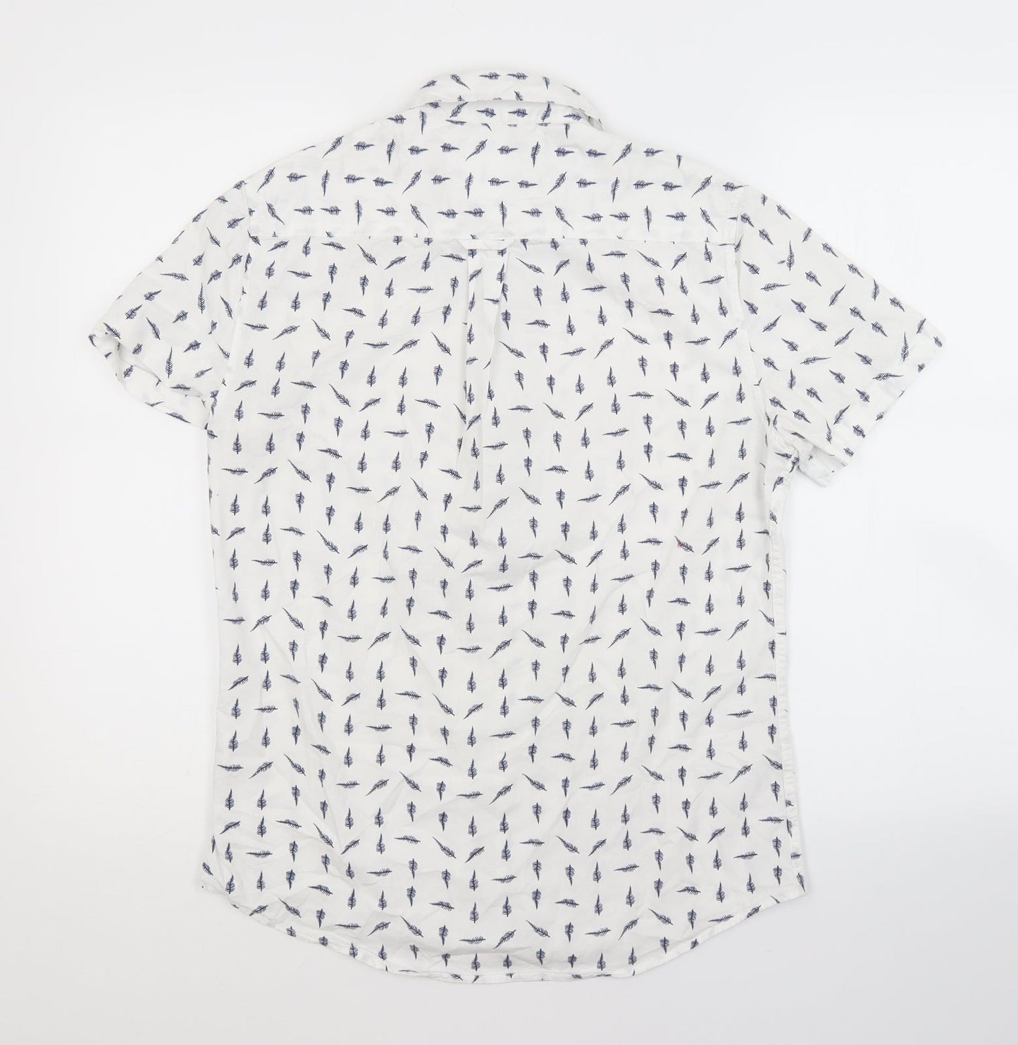 Burton Mens White Floral Cotton  Button-Up Size S Collared
