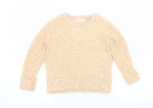H&M Girls Orange Crew Neck  Polyamide Pullover Jumper Size 5-6 Years