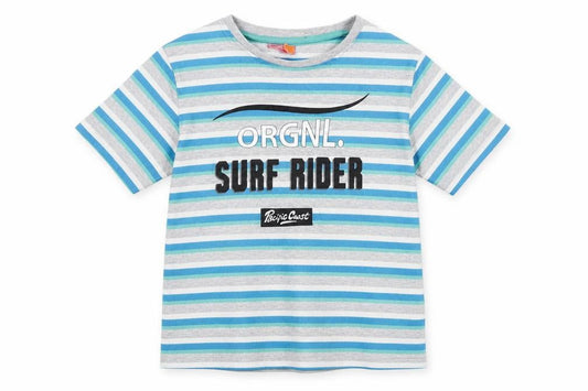 Lily & Dan Boys Multicoloured Striped Cotton Basic T-Shirt Size 11-12 Years Crew Neck