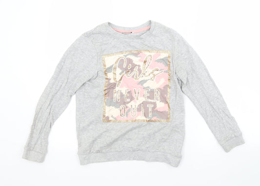 PEP&CO. Girls Grey  Cotton Pullover Sweatshirt Size 9-10 Years