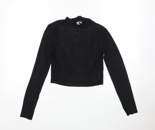 ASOS Womens Black  Polyamide Basic Blouse Size 8 Mock Neck