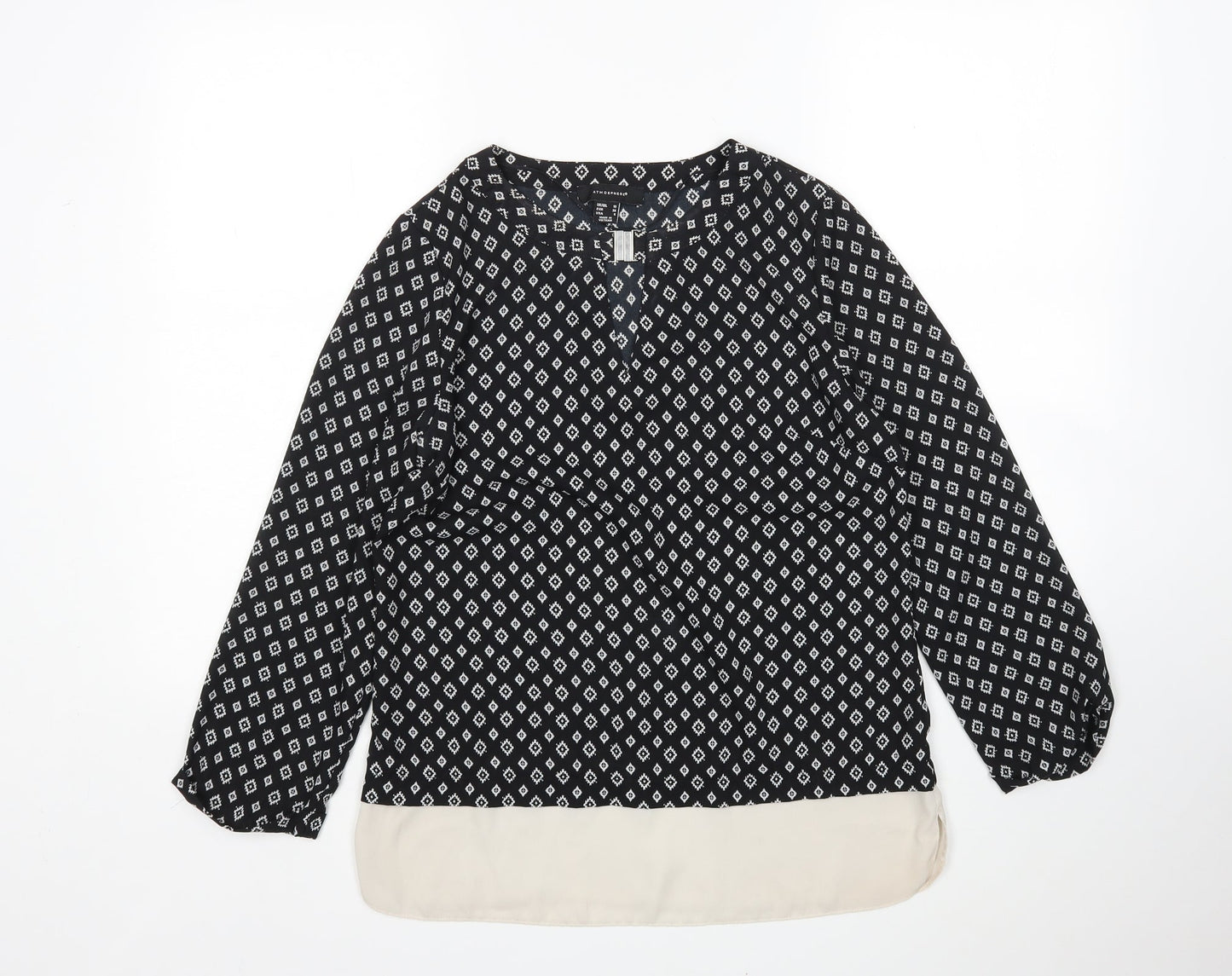 Atmosphere Womens Multicoloured Argyle/Diamond Polyester Basic Blouse Size 10 Round Neck