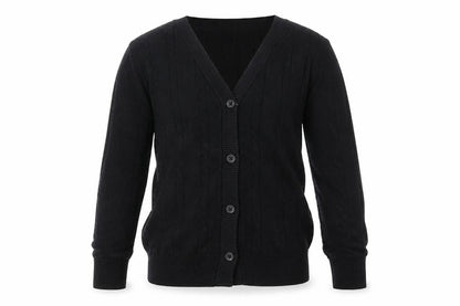 Debenhams Girls Black V-Neck  Cotton Cardigan Jumper Size 5-6 Years
