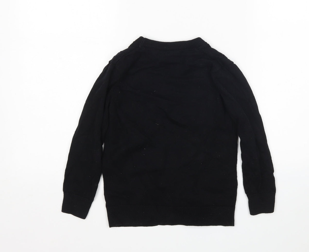 Debenhams Girls Black V-Neck  Cotton Cardigan Jumper Size 5-6 Years