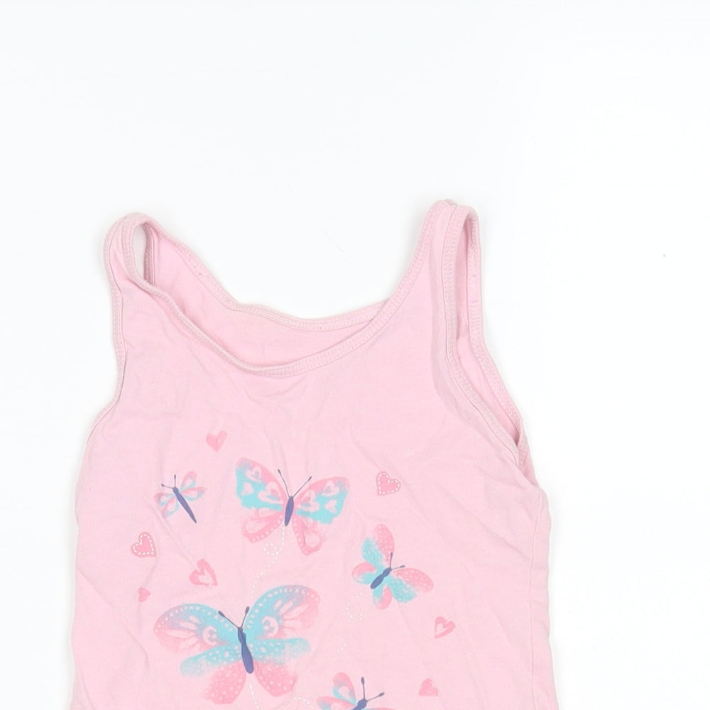 Primark Girls Green Animal Print Cotton Basic Tank Size 5-6 Years Round Neck