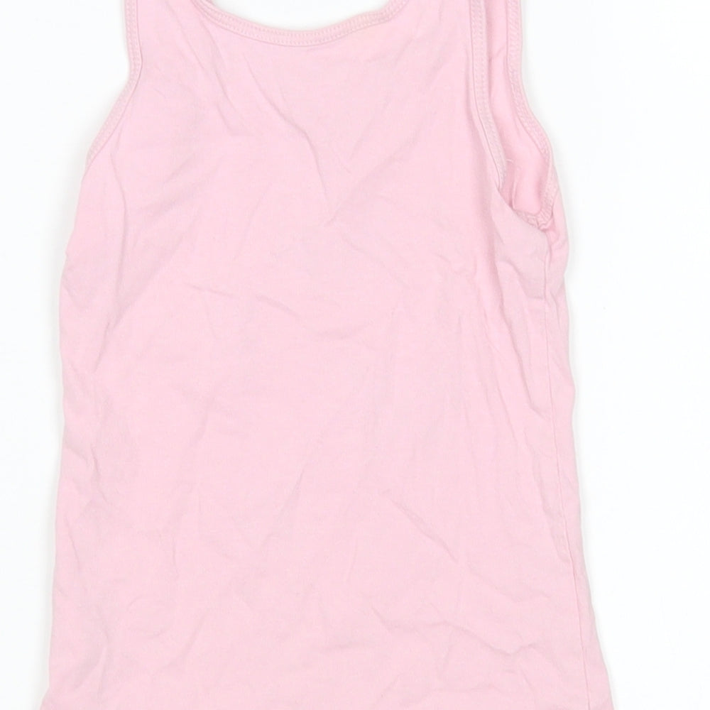 Primark Girls Green Animal Print Cotton Basic Tank Size 5-6 Years Round Neck