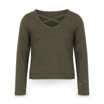 Evie Girls Green Scoop Neck  Cotton Pullover Jumper Size 9-10 Years