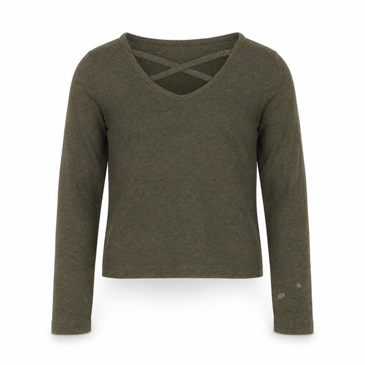 Evie Girls Green Scoop Neck  Cotton Pullover Jumper Size 9-10 Years