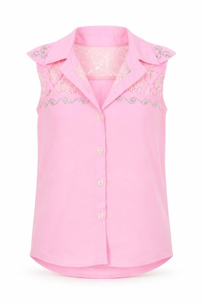 PLT girls Girls Pink  Polyester Basic Button-Up Size 7 Years Collared