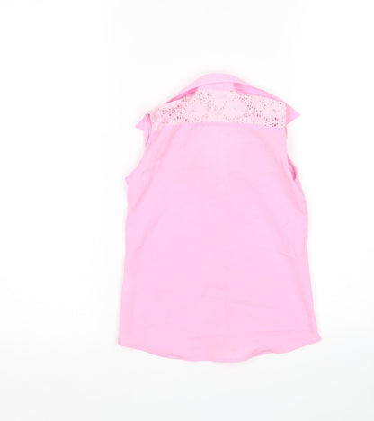 PRETTYLITTLETHING girls Girls Pink  Polyester Basic Button-Up Size 7 Years Collared