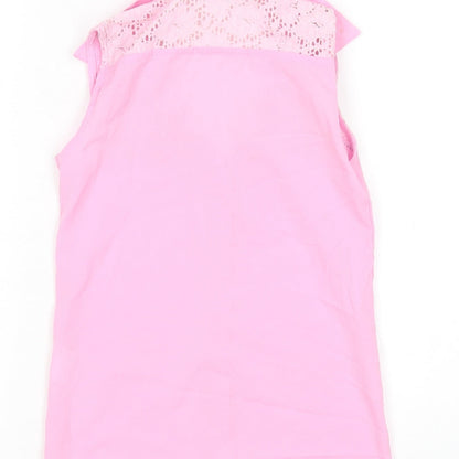 PRETTYLITTLETHING girls Girls Pink  Polyester Basic Button-Up Size 7 Years Collared