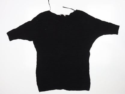 Preloved George Mens Black Round Neck  Viscose Pullover Jumper - Front
