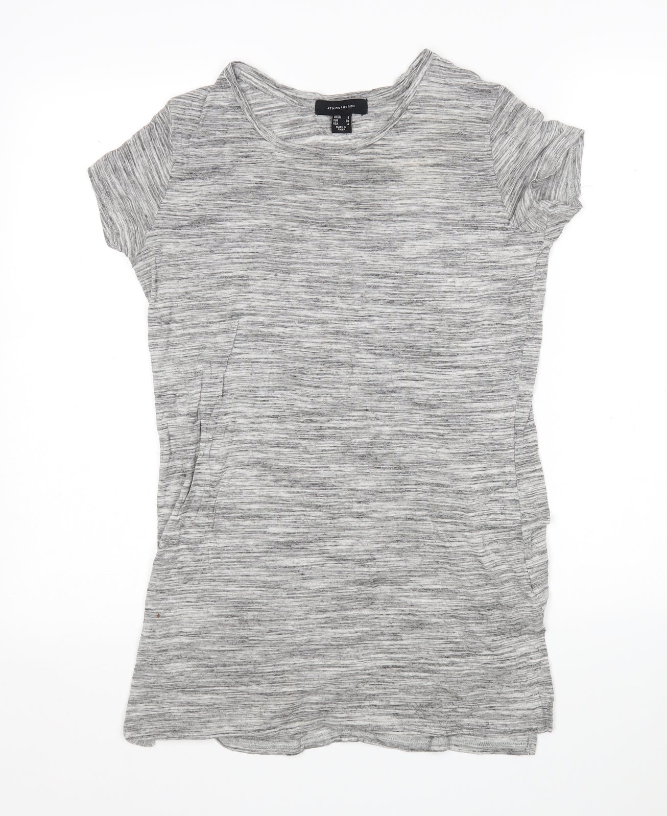 Atmosphere Womens Grey  Viscose Basic T-Shirt Size 8 Round Neck