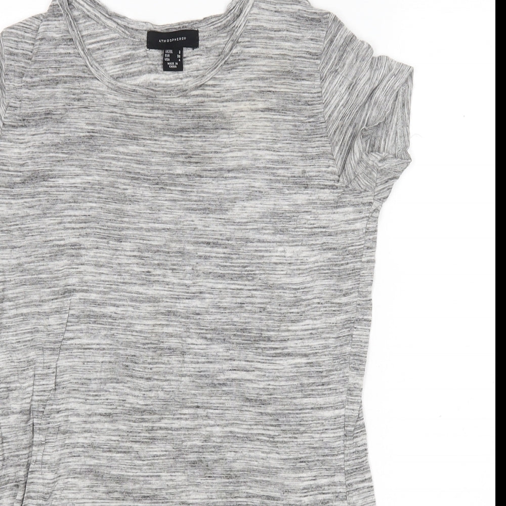 Atmosphere Womens Grey  Viscose Basic T-Shirt Size 8 Round Neck