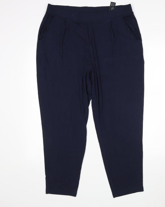 M&S Womens Blue  Viscose Sweatpants Trousers Size 16 L25 in Regular