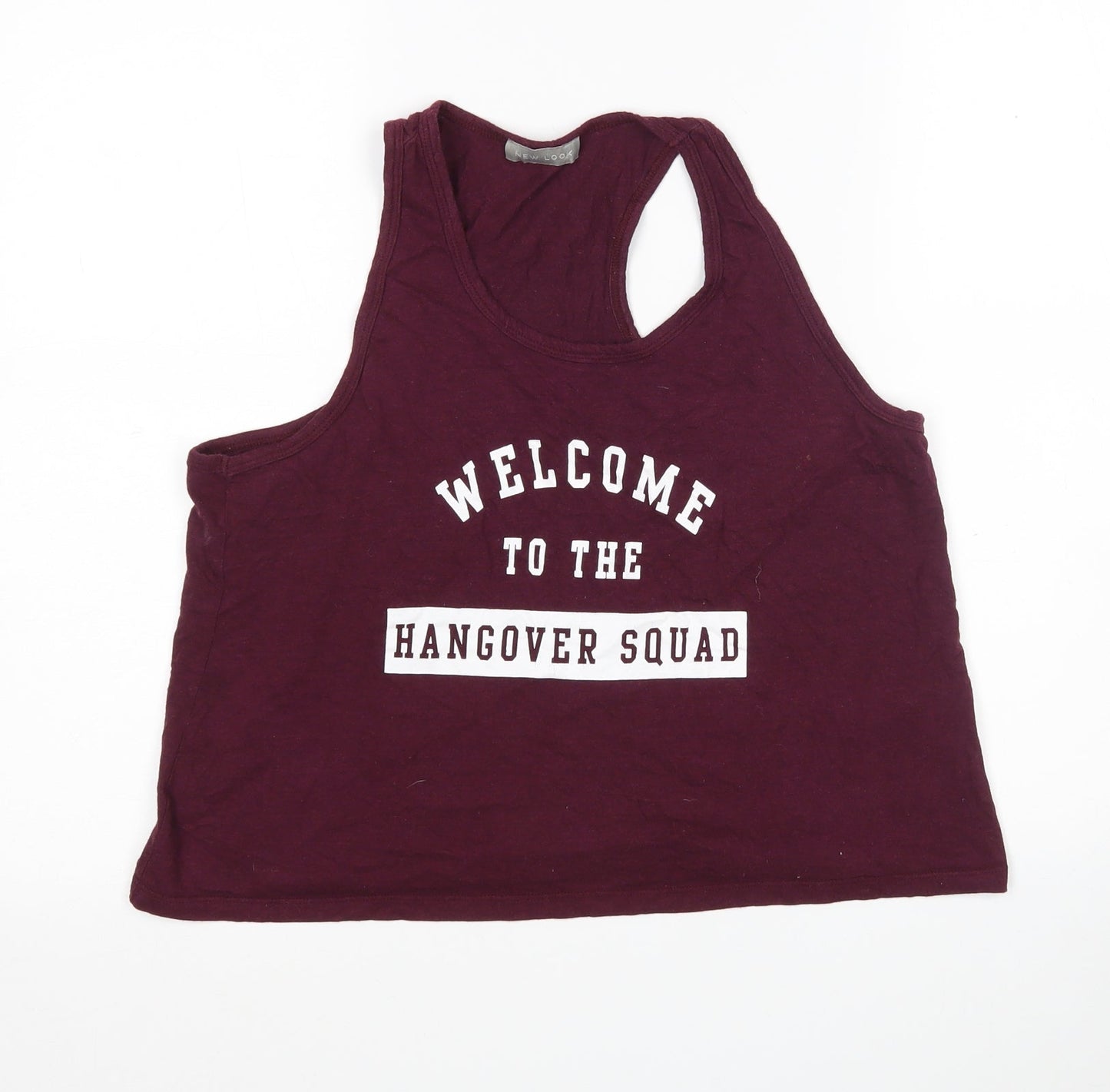New Look Womens Purple  Cotton Basic Tank Size M Round Neck