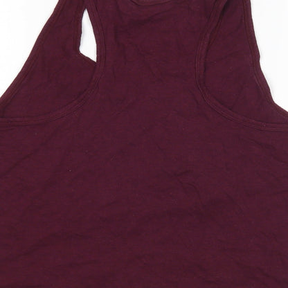 New Look Womens Purple  Cotton Basic Tank Size M Round Neck