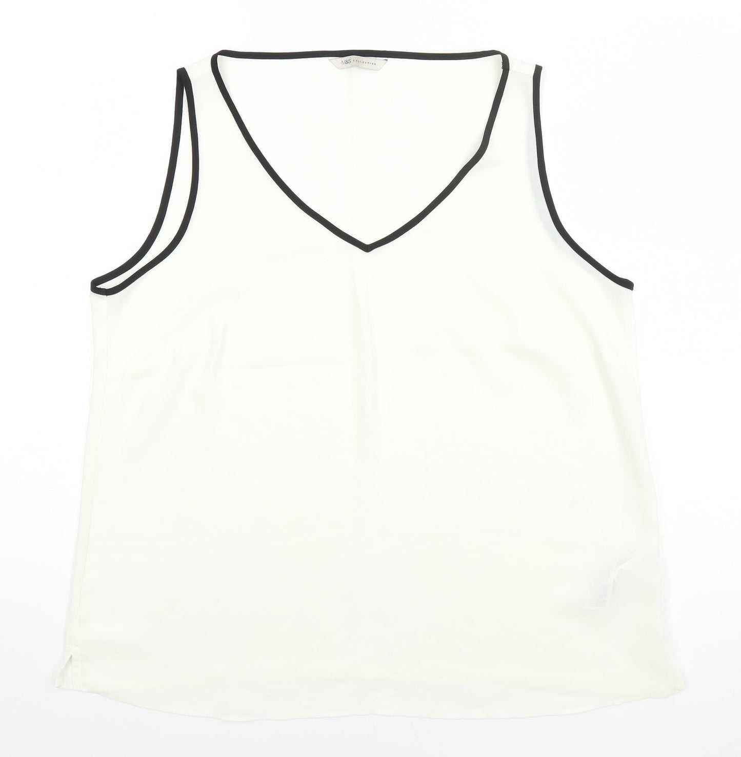 Marks and Spencer Womens Ivory  Polyester Basic Tank Size 18 Round Neck