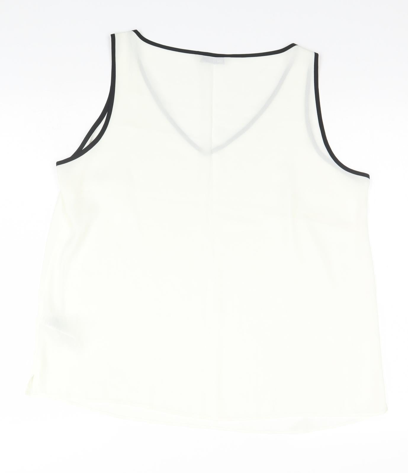 Marks and Spencer Womens Ivory  Polyester Basic Tank Size 18 Round Neck
