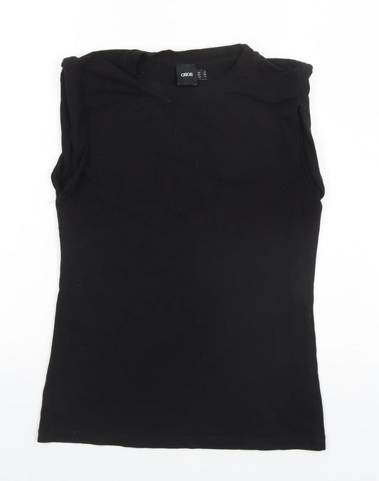ASOS Womens Black  Modal Basic Tank Size 8 Round Neck