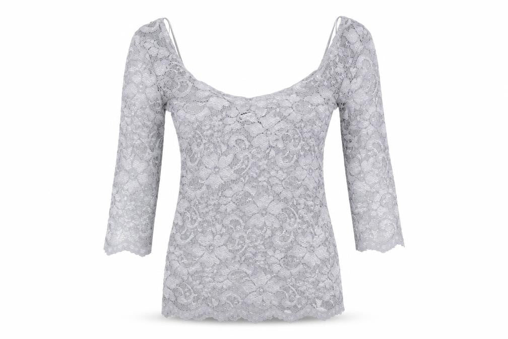 New Look Womens Silver  Nylon Basic T-Shirt Size 10 Round Neck