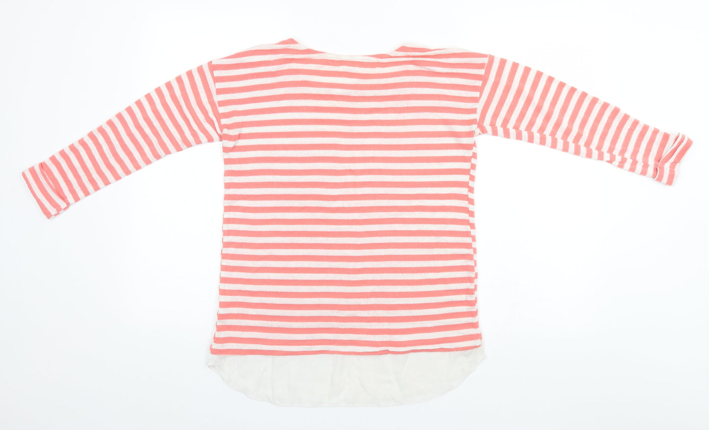 Atmosphere Womens Red Striped Polyester Basic T-Shirt Size 8 Round Neck