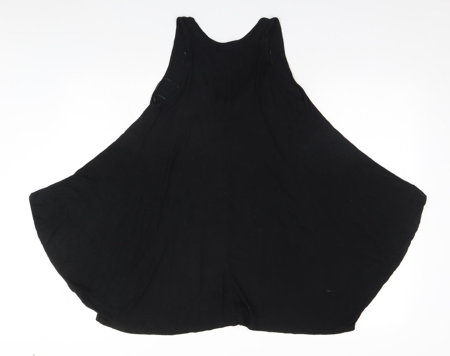 Ribbon Womens Black  Viscose Basic Blouse Size 8 Round Neck
