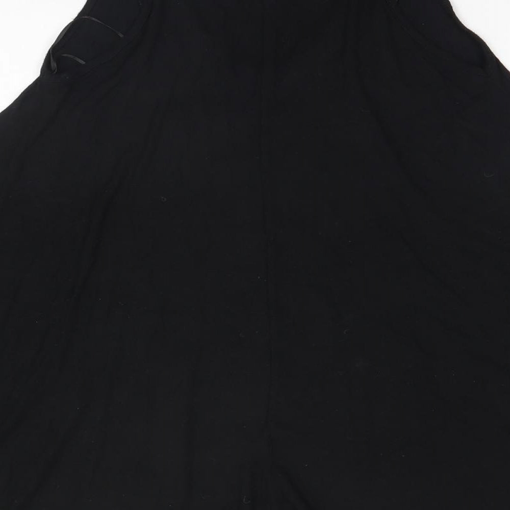 Ribbon Womens Black  Viscose Basic Blouse Size 8 Round Neck