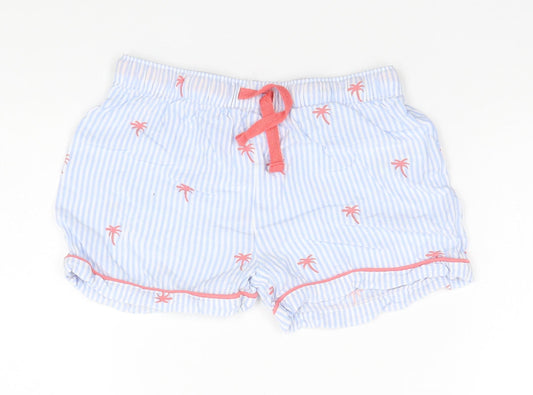 Marks and Spencer Girls Blue Striped Viscose Sailor Shorts Size 9-10 Years  Regular