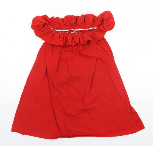 ASOS Womens Red  Cotton A-Line  Size 8  Round Neck
