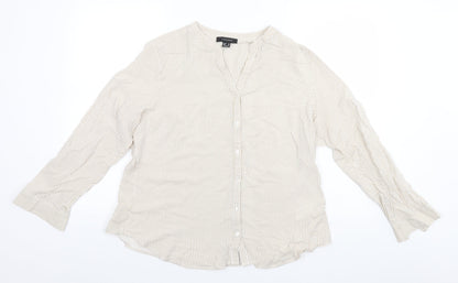 Atmosphere Womens Green Striped Viscose Basic Button-Up Size 20 Collared