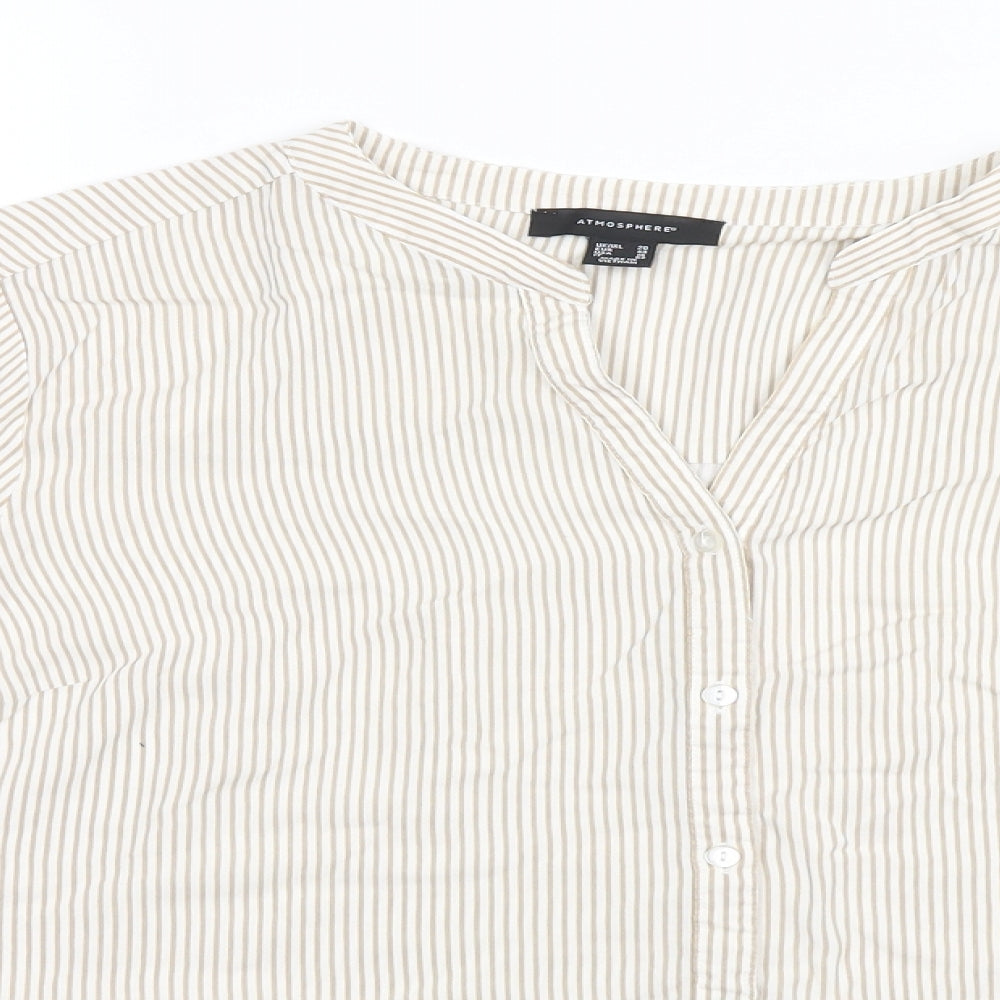 Atmosphere Womens Green Striped Viscose Basic Button-Up Size 20 Collared