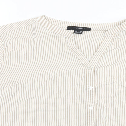 Atmosphere Womens Green Striped Viscose Basic Button-Up Size 20 Collared