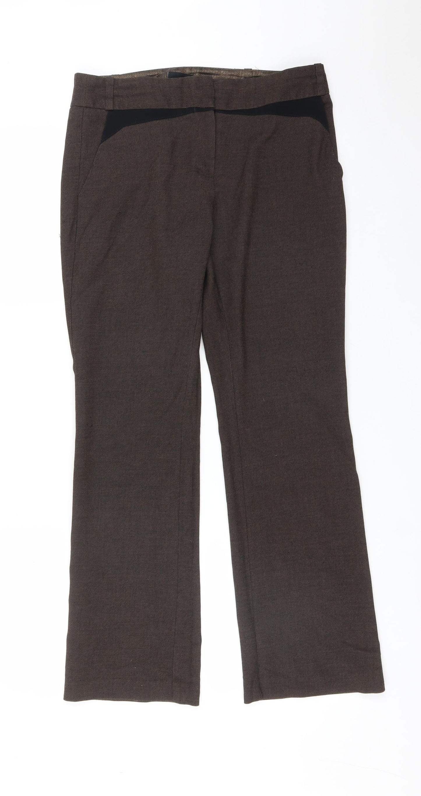 NEXT Womens Brown  Polyester Trousers  Size 8 L28 in Regular