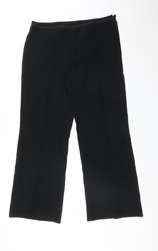 M&S Womens Black  Polyester Trousers  Size 14 L28 in Regular