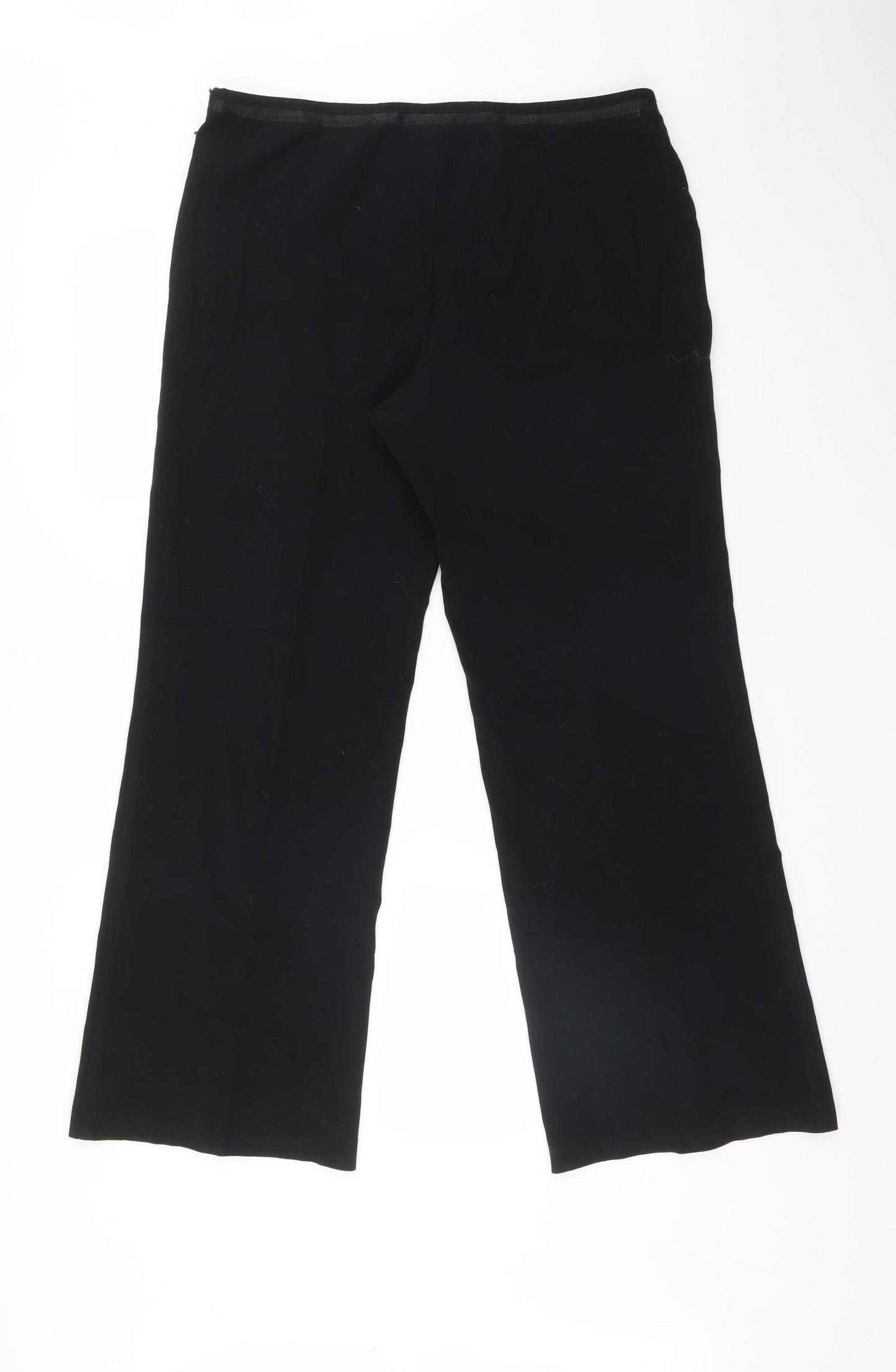 M&S Womens Black  Polyester Trousers  Size 14 L28 in Regular