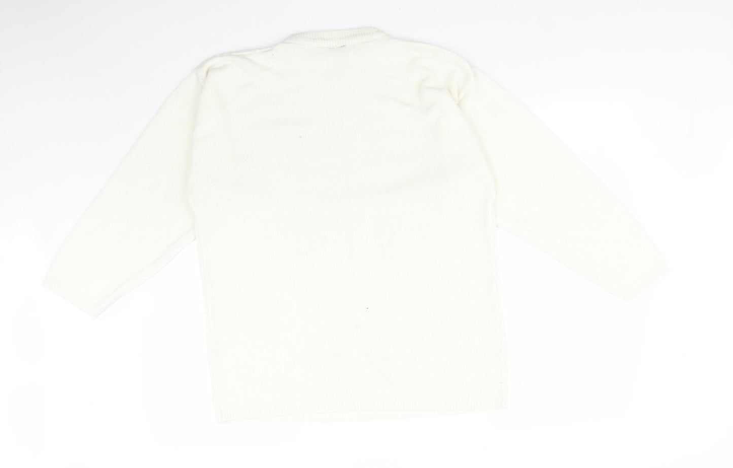 PROVENCALE Womens White Striped Acrylic Pullover Sweatshirt Size 16