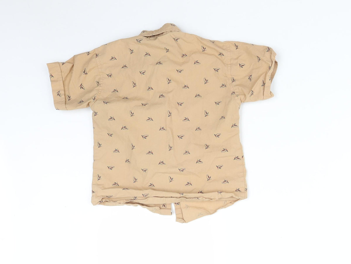 TITANIC Boys Beige Floral  Basic Button-Up Size 4 Years Collared