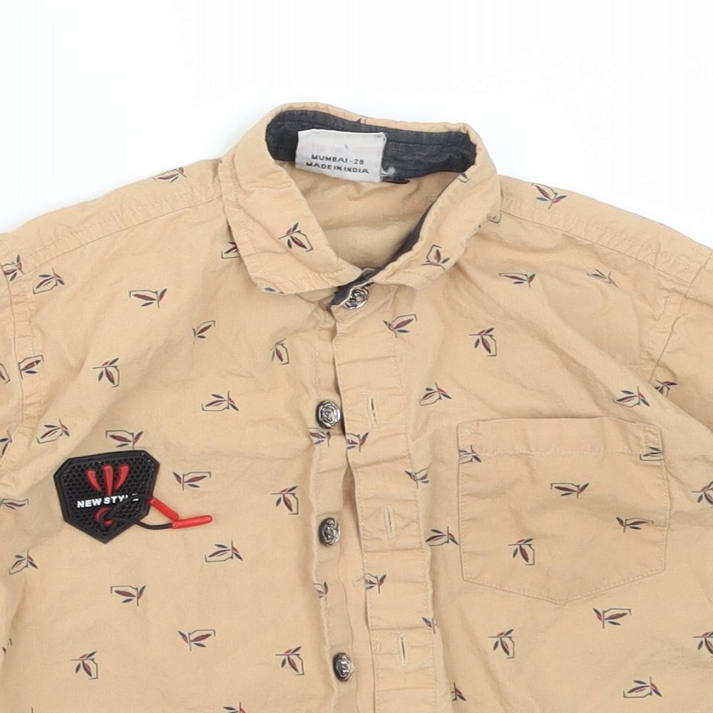 TITANIC Boys Beige Floral  Basic Button-Up Size 4 Years Collared