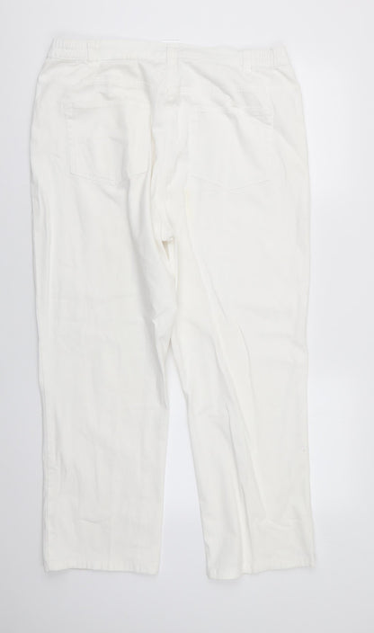 Preloved Damart Womens White  Cotton Straight Jeans Size 20 L26 in Regular  - Side Elastication Soft texture - Back
