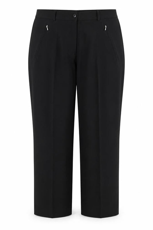 Valerie Herman Womens Black  Polyester Trousers  Size 16 L28.5 in Regular  - Side Elastication