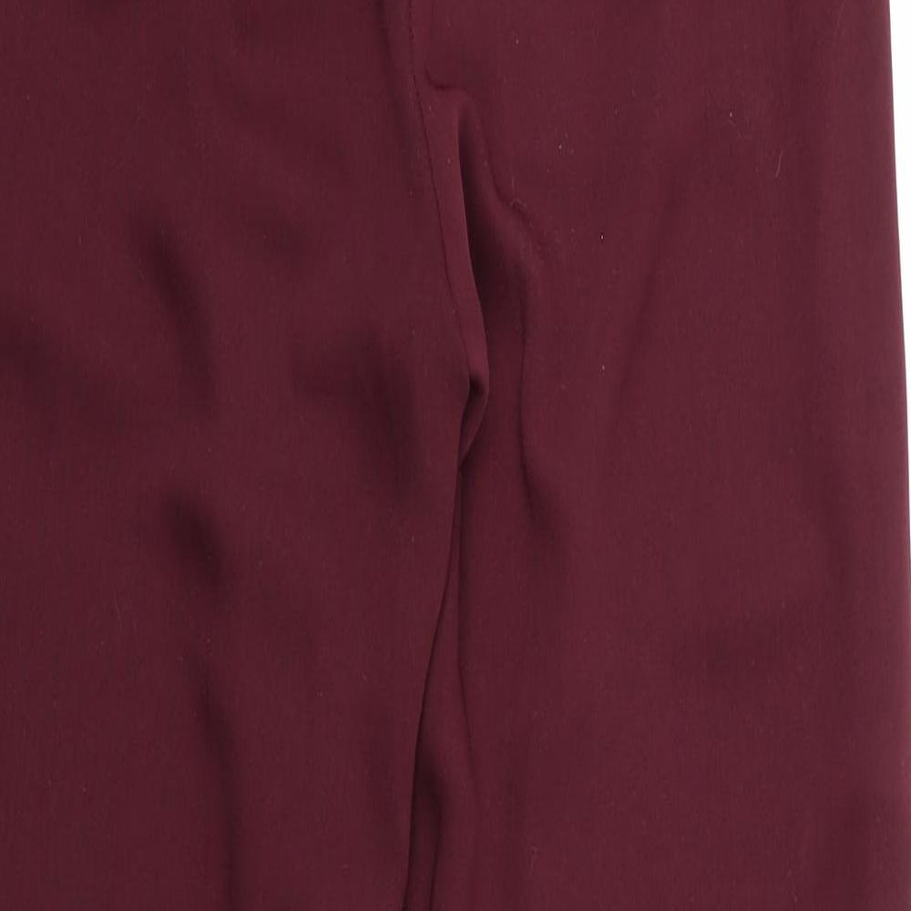 H&M Womens Brown  Polyester Cropped Trousers Size 8 L25 in Regular  - Silky texture
