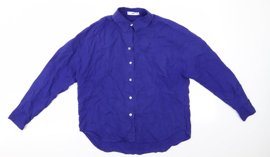 MNG Mens Blue    Button-Up Size M Collared  - Royal Blue