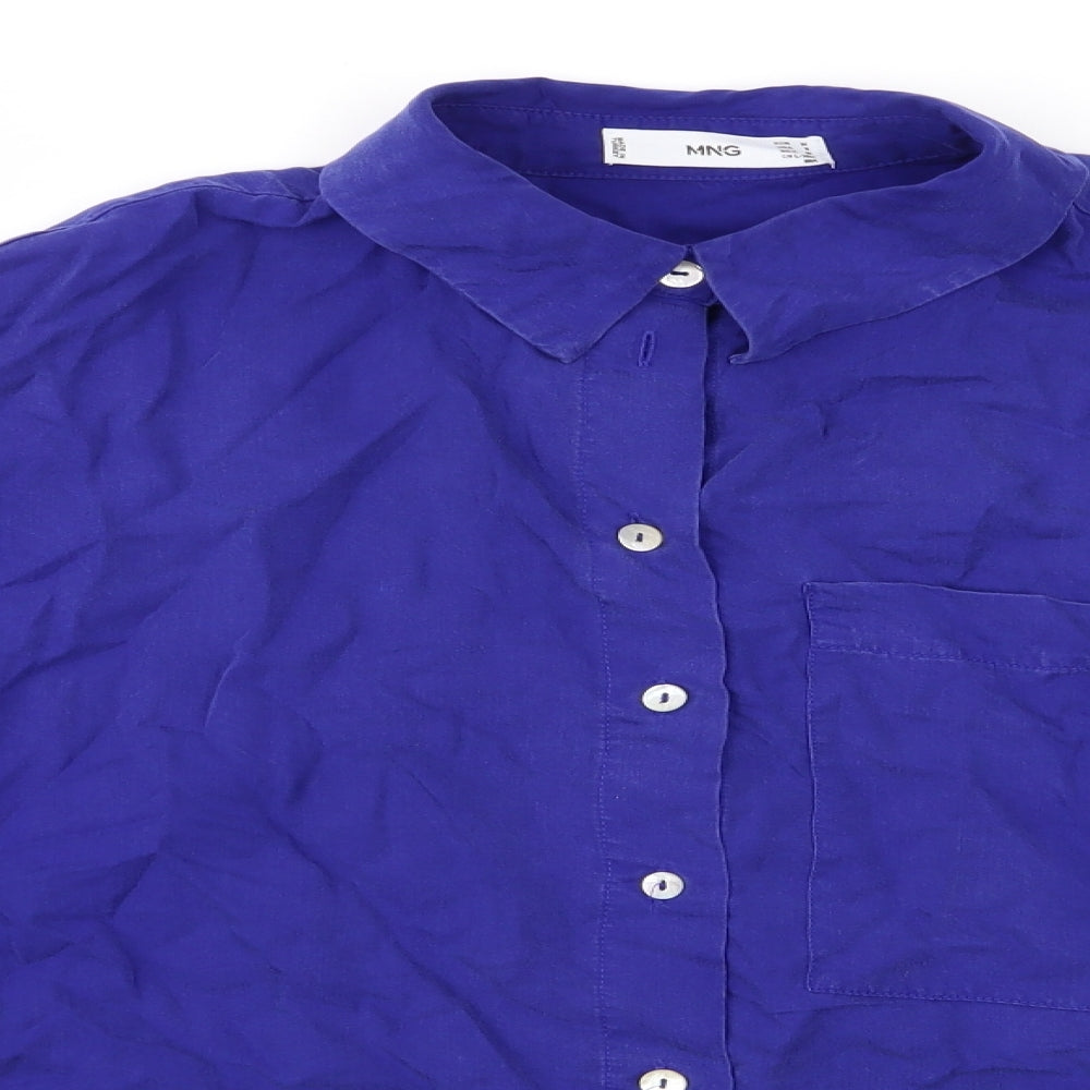 MNG Mens Blue    Button-Up Size M Collared  - Royal Blue
