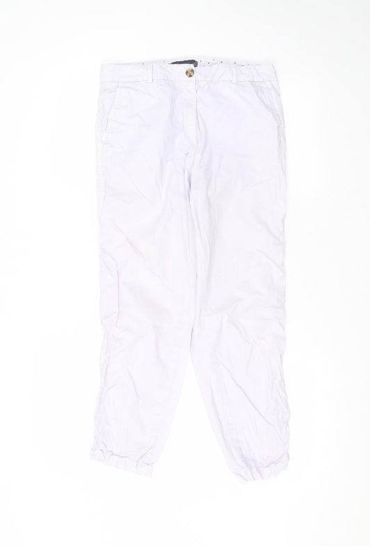 Marks and Spencer Womens Purple  Cotton Trousers  Size 10 L25 in Regular