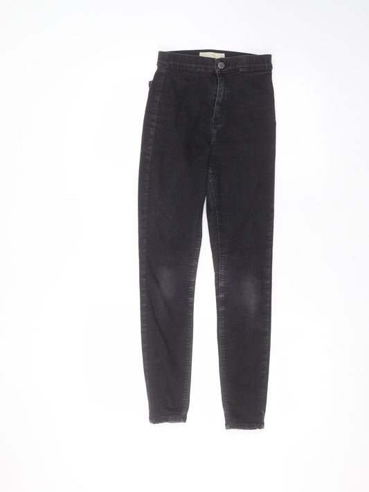 Topshop Womens Black  Cotton Skinny Jeans Size 26 in L30 in Regular